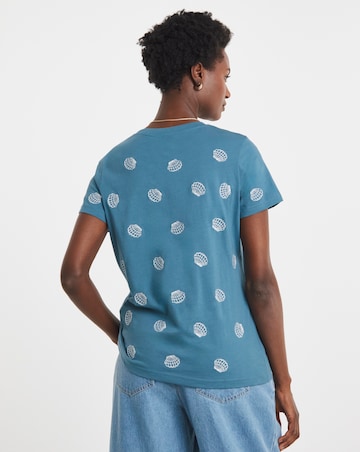 Pure Cotton Embroidered Shell T-Shirt