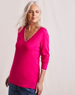 Julipa Scalloped V-Neck Jumper
