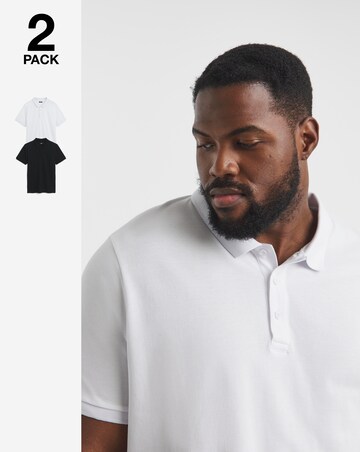 2 Pack Polo Shirts-Black/White Long Length