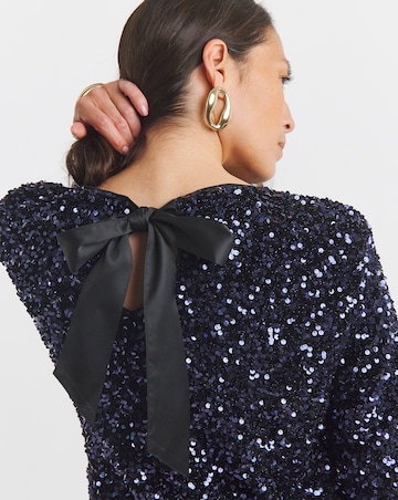 Bow Back Velvet Sequin Shift Dress