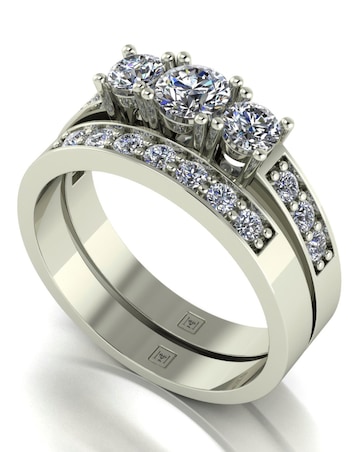 Moissanite 9CT White Gold Trilogy Ring