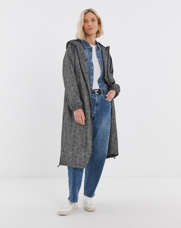 Mono Print Longline Lightweight Raincoat