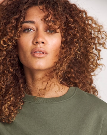 Green Ribbed Side Panel Crew Neck Sweatshirt