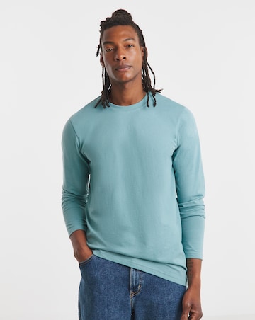 Long Sleeve Crew Neck T-Shirt Long - Blue