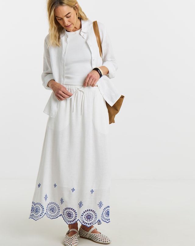 Broderie Scalloped Hem Maxi Skirt