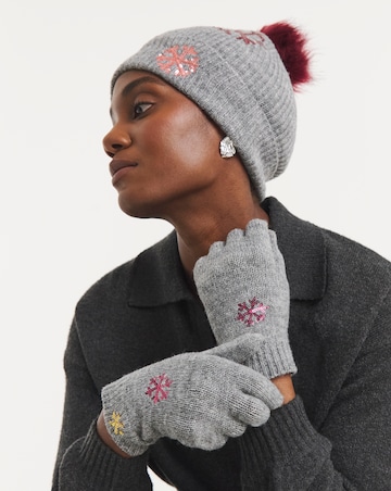 Sequin Snowflake Hat & Glove Gift Set