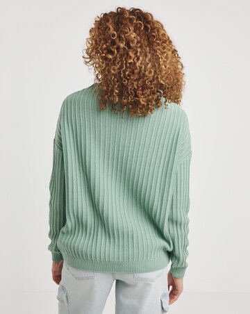 Wide Rib Funnel Neck Jumper