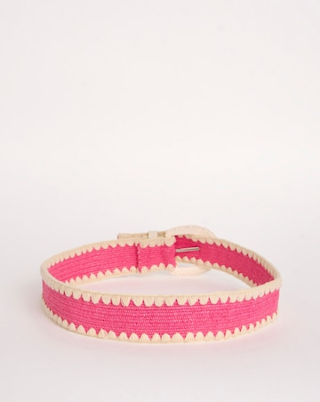 Pink Raffia Stretch Waist Belt