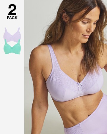 Pretty Secrets (2 Pack) New Sarah Cotton Non Wired Full Cup Bras (B-G)