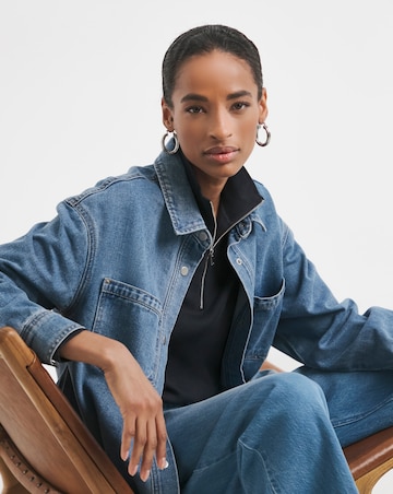 Pure Cotton Half Zip Long Sleeve Ribbed Top