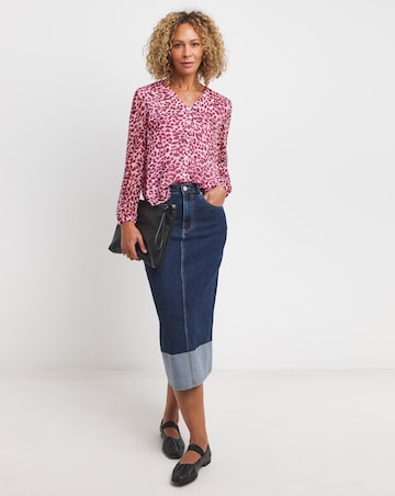 Whistles Abstract Cheetah Kitty Scalloped Shirt