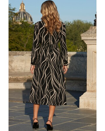 Sosandar Gradiant Spot Shirred Waist Midi Dress