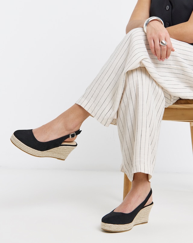Neo Espadrille Wedge Slingback Shoes - Wide Fit (E)