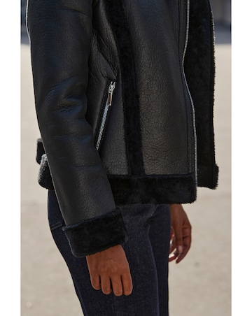 Sosandar Faux Shearling Aviator Jacket