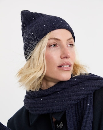 Sequin Detail Scarf, Hat & Glove Set