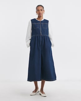 Indigo 1/2 Zip Collar Denim Dress