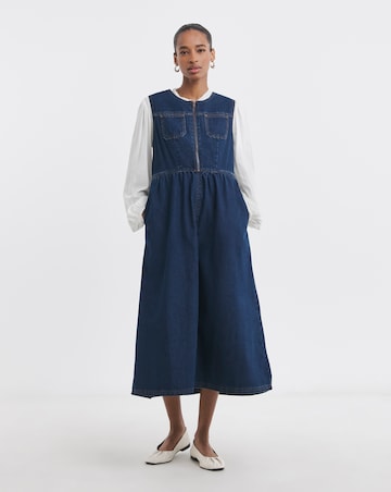Indigo 1/2 Zip Collar Denim Dress