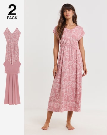 JD Williams (2 Pack) Value Maxi Nighties Shell Print