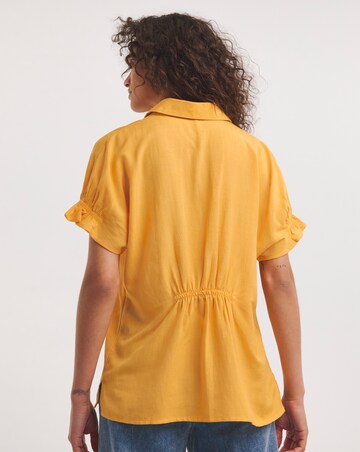 Orange Linen Relaxed Grown On Sleeve Shirt