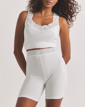 Pretty Secrets (2 Pack) Lace Trim Cotton Comfort Shorts White/Black