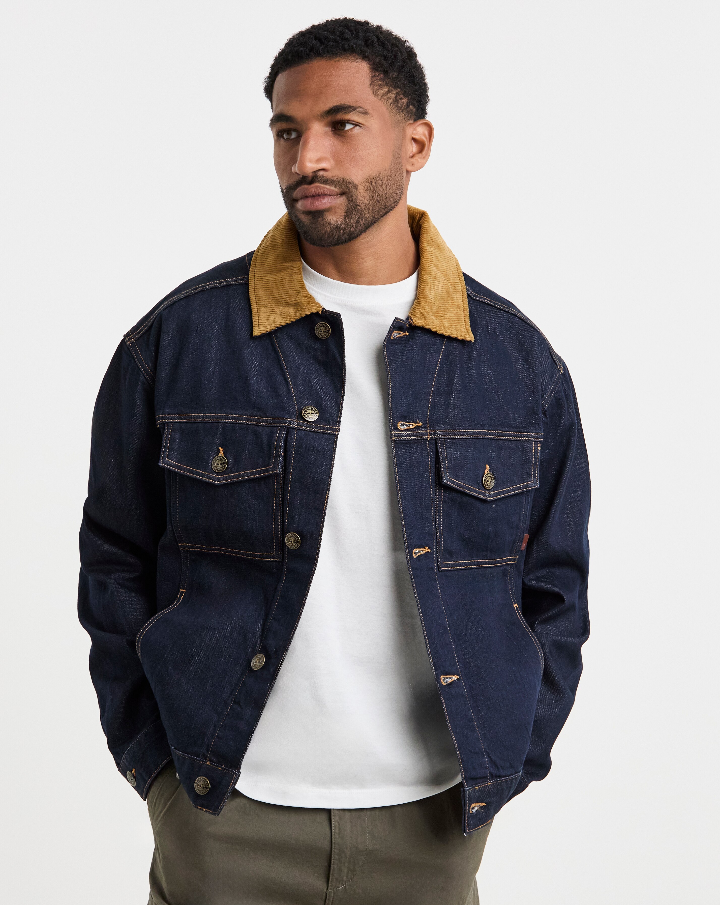 Timberland Cord Collar Denim Jacket - Blue | JD Williams