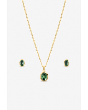 Inicio Gold Emerald Oval Bezel Set - Gift Box