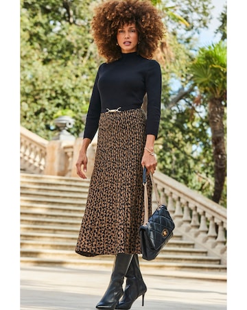Sosandar Animal Print Two Part Knitted Midi Dress