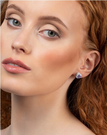 Radley Ladies Silver Light Amethyst Heart Stud Earrings