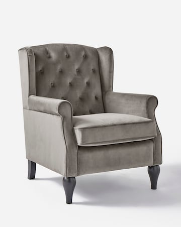 Bailey Velvet Button Back Wingback Armchair