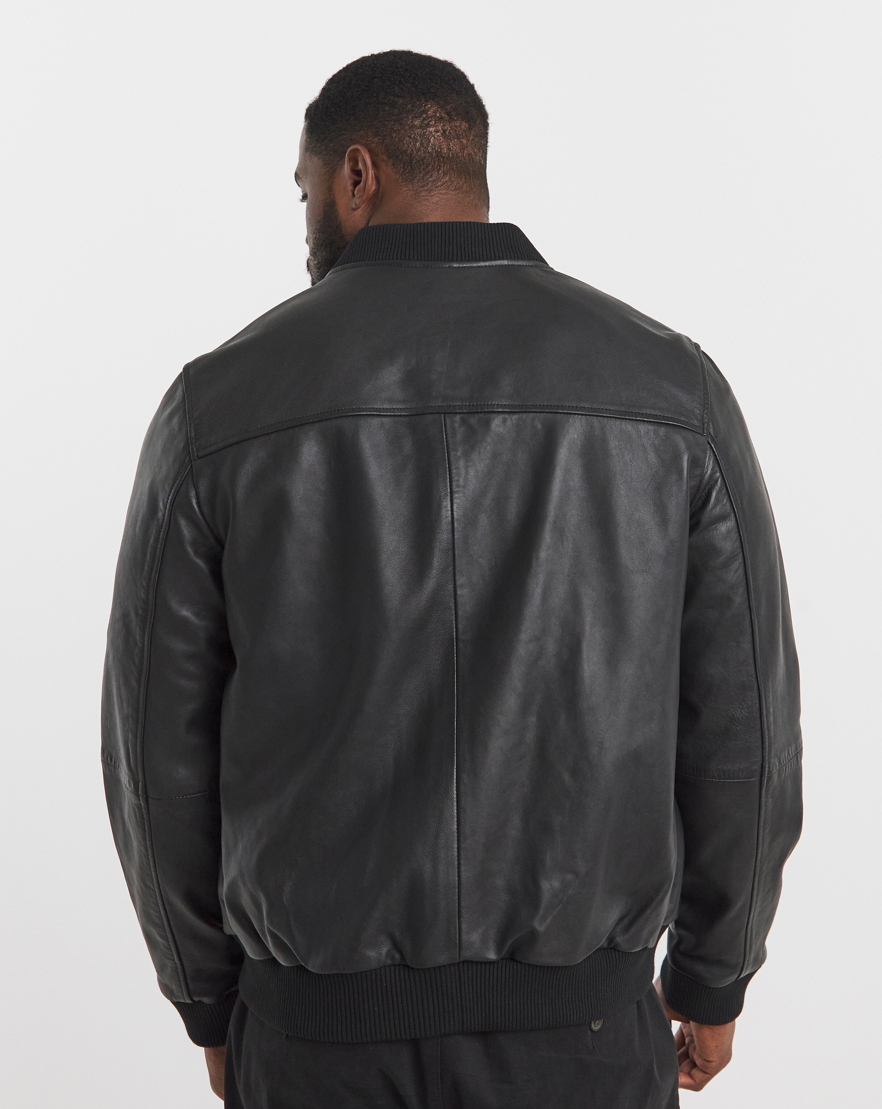 Black Leather Bomber Jacket | JD Williams