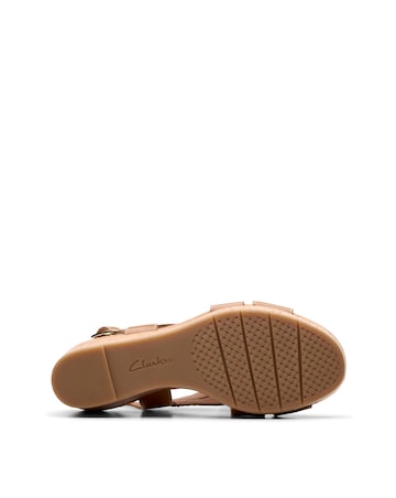 Clarks Tan Sabina Sling Wedge Sandal -Wide Fit (E)