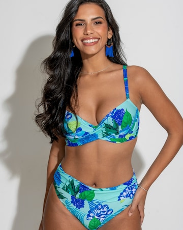 Pour Moi Free Spirit Wired Twist Front Lightly Pad Bikini Top Aqua Tropic