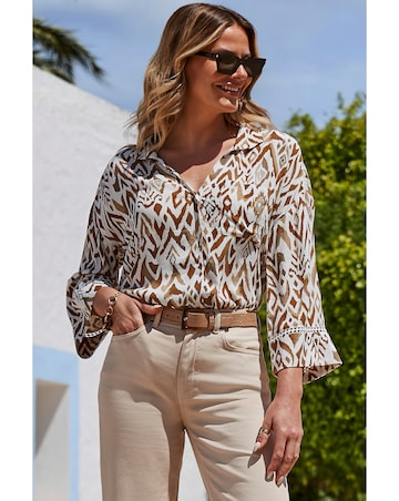 Sosandar 3/4 Sleeve Shirt with Ladder Trim