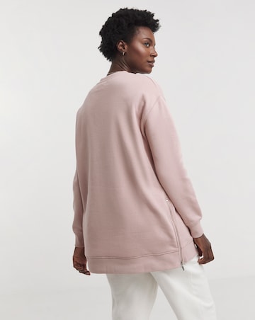 Blush Side Zip Longline Sweat