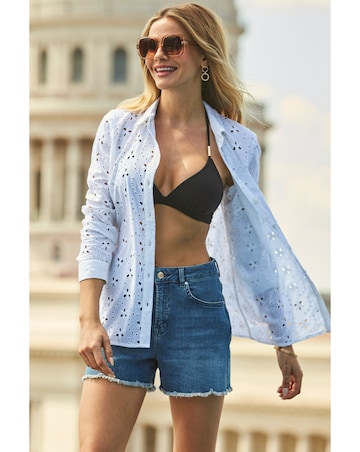 Sosandar White Broderie Anglaise Shirt