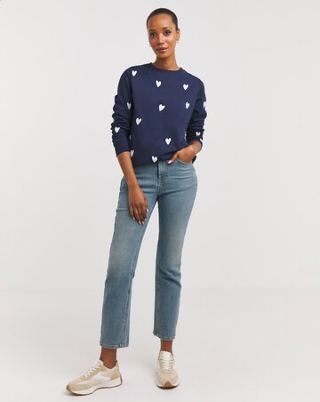 Navy Embroidered Heart Sweatshirt