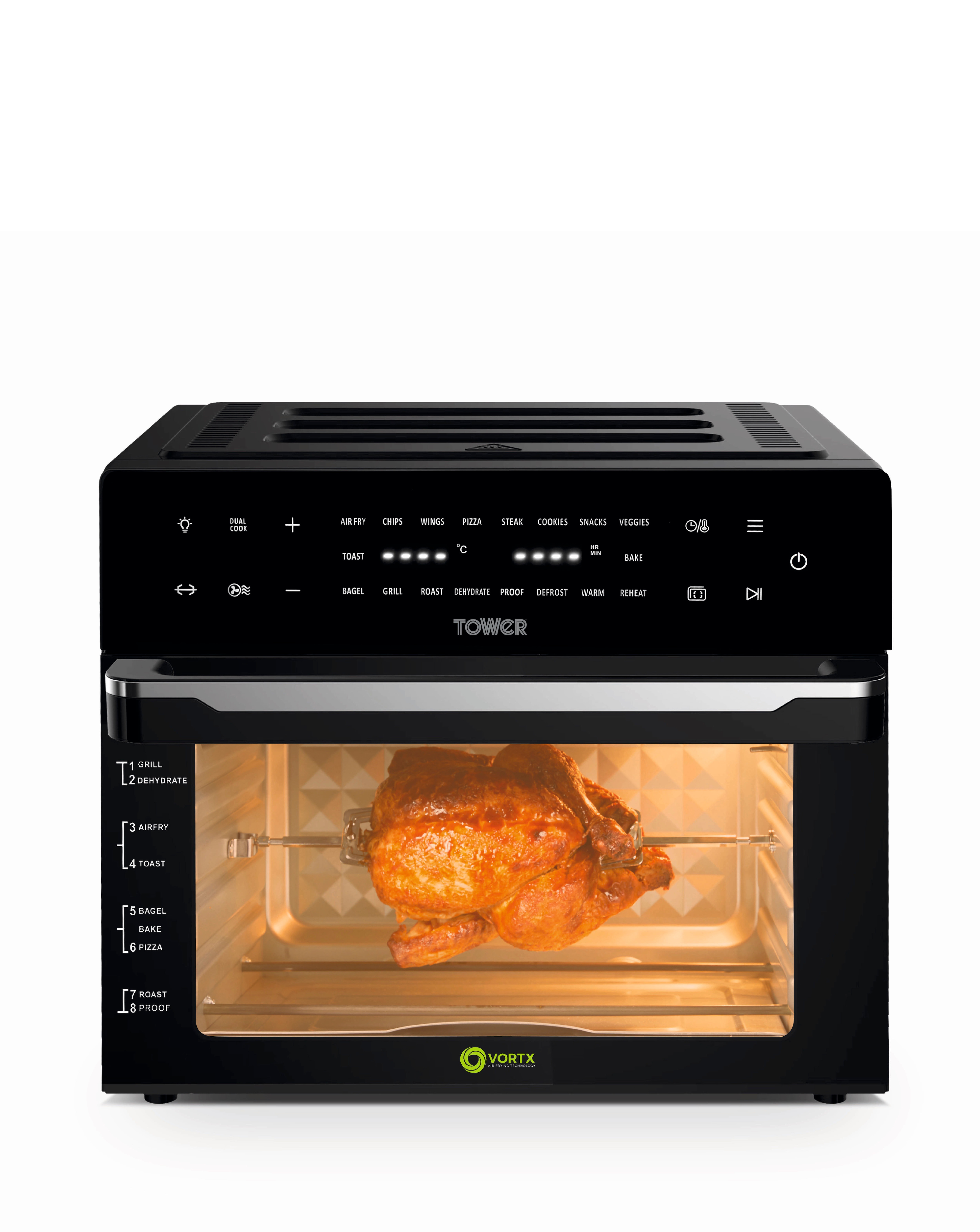 Tower Vortx 30L Air Fryer Oven with Rotisserie Function and XL Viewing Window