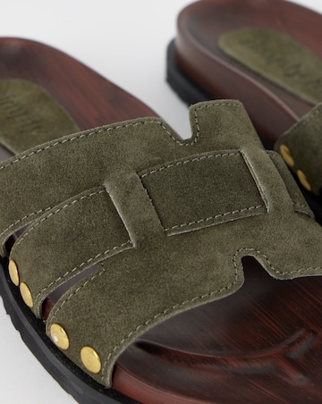 Hawthorne Suede Wood Effect Footbed Sandals - Extra Wide Fit (EEE)