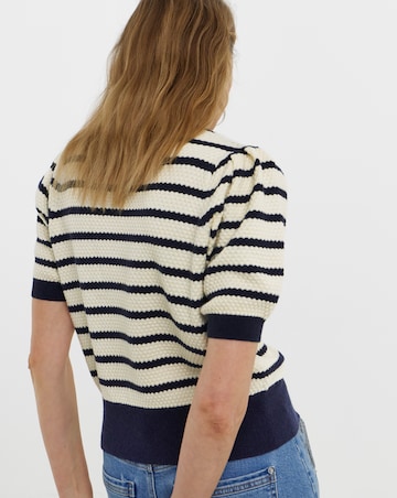 Textured Stripe Short Sleeve Cardigan