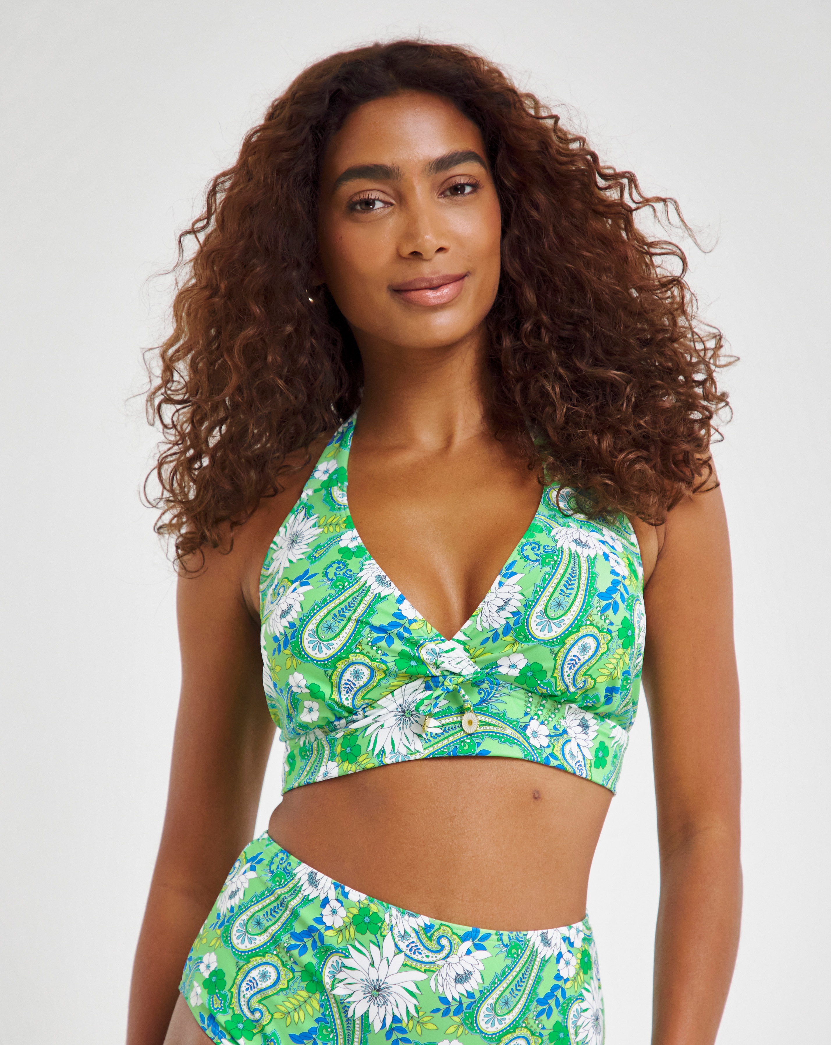 Joe Browns Paisley Print Non-Wired Bikini Top Green Multi | JD