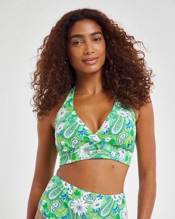 Joe Browns Paisley Print Non-Wired Bikini Top Green Multi