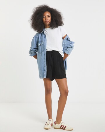 Simply Be Black Tie Waist Crinkle Shorts