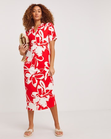 Soft Touch Midi Dress With Zip Front