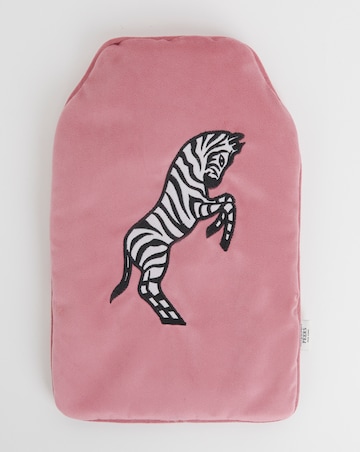 Chelsea Peers Velour Embroidered Zebra Hot Water Bottle Pink