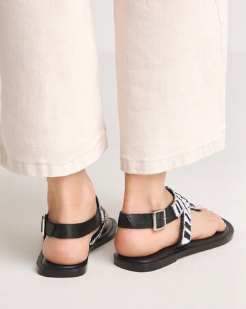 Piper Beaded Toe Post Flat Sandals - Wide Fit (E)