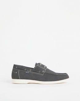 Leather Look Boat Shoe Wide Fit