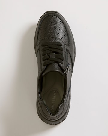 Heavenly Soles Seraphina Leather Lace Side Zip Trainers - Extra Wide Fit (EEE)