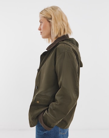 Dark Khaki Coated Hooded Barn Jacket