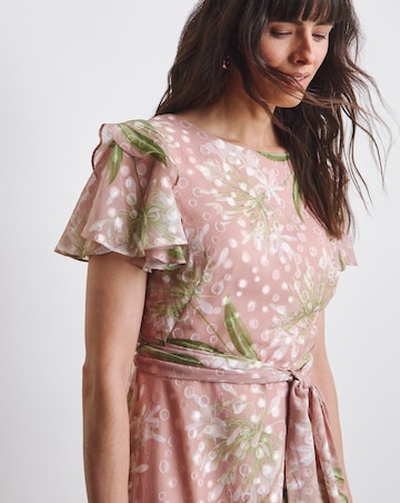 Joanna Hope Jacquard Frill Sleeve Printed Dress