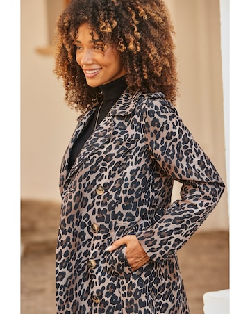Sosandar Animal Print Trench Coat